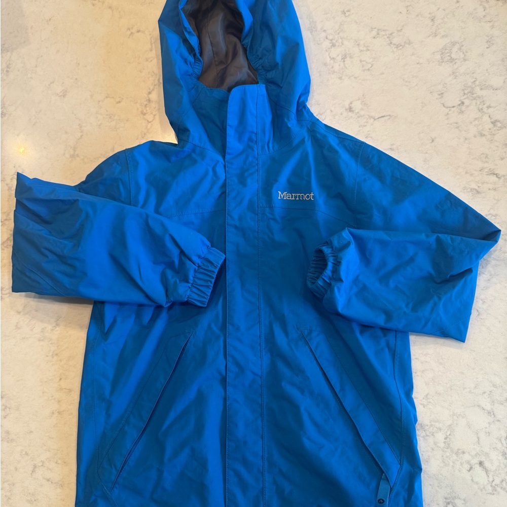 Marmot Kids Bright Blue Waterproof Hooded Rain Jacket
